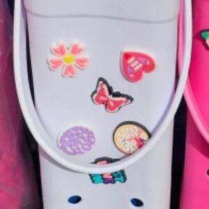 Kids White and Pink Toy Basket with Stickers